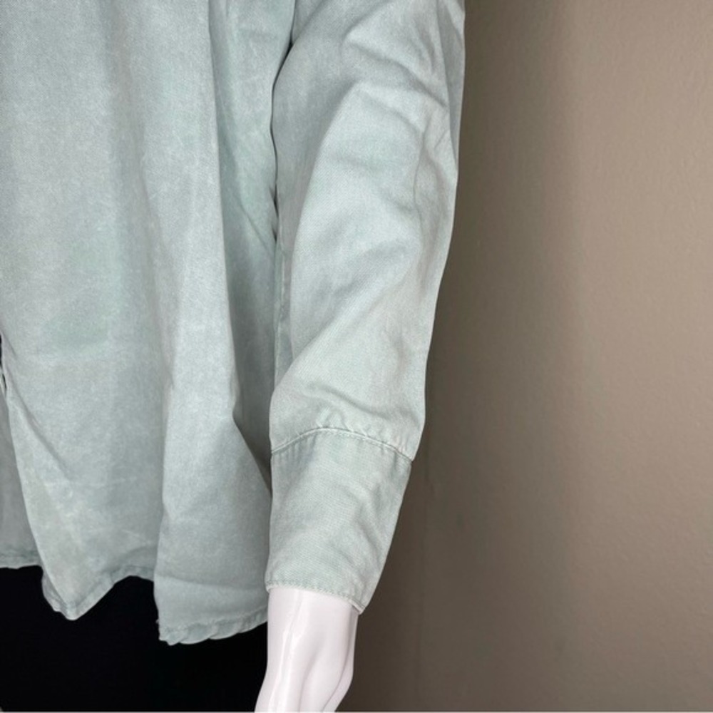 Young Fabulous & Broke Sage Long Sleeve Oversized Button Flowy Tencel Shirt S - Picture 8 of 9